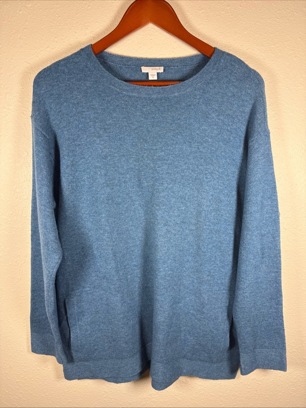 Pure Jill Blue Wool Alpaca Tunic Sweater M Cozy Classic Fall
